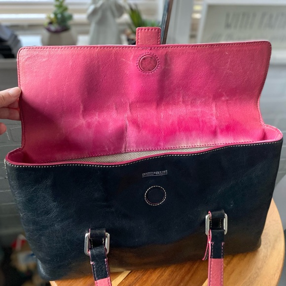 Vintage Dooney & Burke HEART Buckle Black Leather Shoulder Bag - Picture 6 of 13